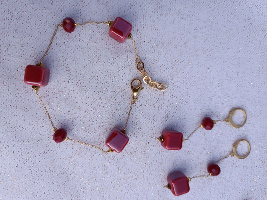 Bordeaux Cube — Set Artigianale in Acciaio & Ceramica Greca